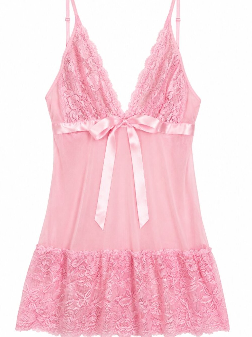 Shirley of Hollywood Pink Lace Babydoll Chemise Lingerie Size Small